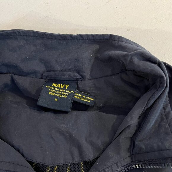 USA Navy Men's Navy and Yellow Nylon Jacket - Size Medium - Picture 2 of 5